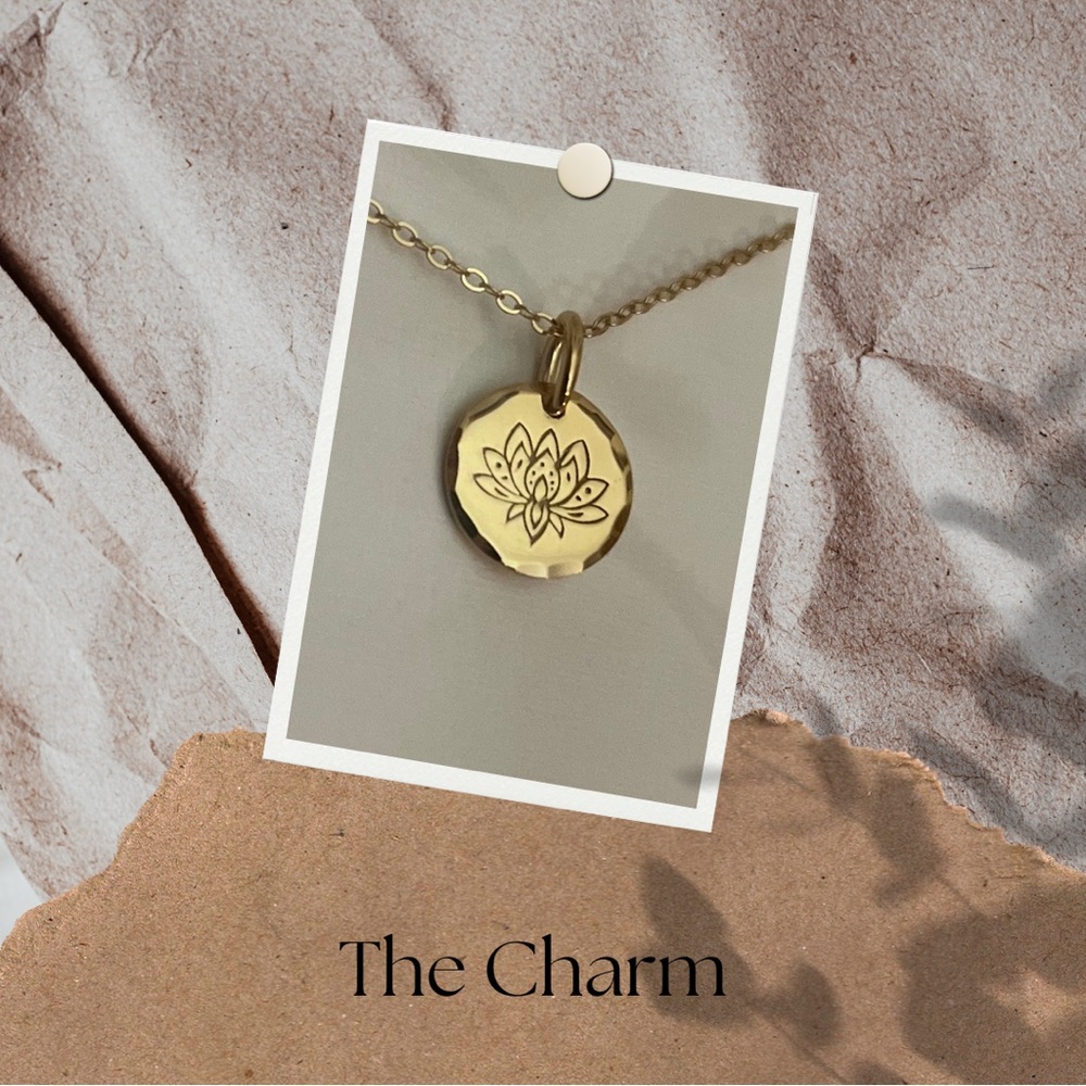 14k Gold Filled Lotus Flower Pendant.